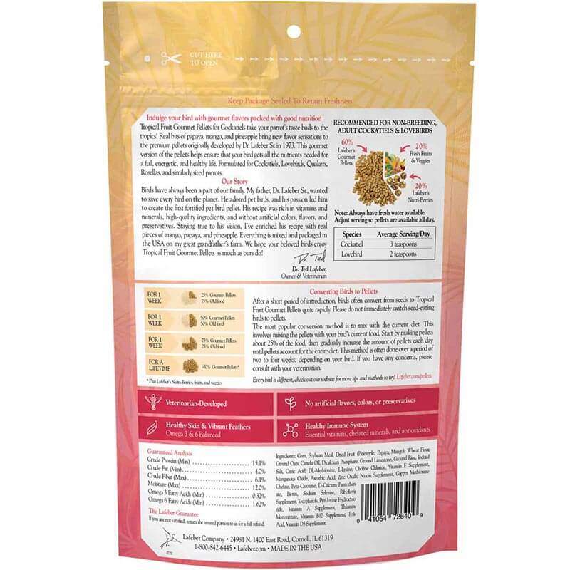 Lafeber Cockatiel Tropical Fruit Pellets-3.5lb-only fruit pellet made exclusively with the natural taste of fruit