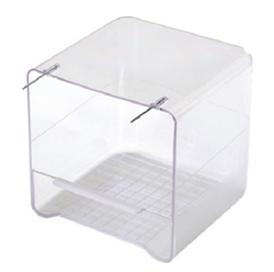 Outside clear acrylic Bath tub for finches, canaries and similar sized birds bendable hooks 2gr art49 - Cage Accessory