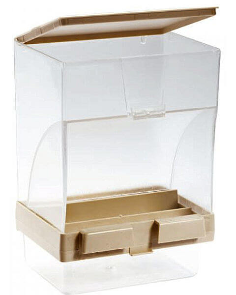 STA Soluzioni Seed Hopper w/catch Tray - My favorite easy up and down with removeable hull tray - Cage Accessories