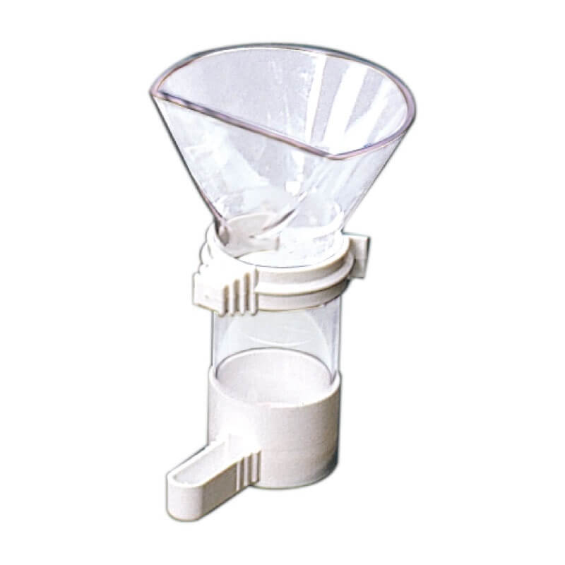 STA Soluzioni Siphon Feeder clear and white plastic parts - ring attaches it to the cage - Canary and Finch Cage Accessories